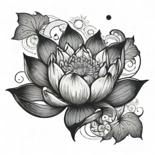 Lotus And Moon Merging Together