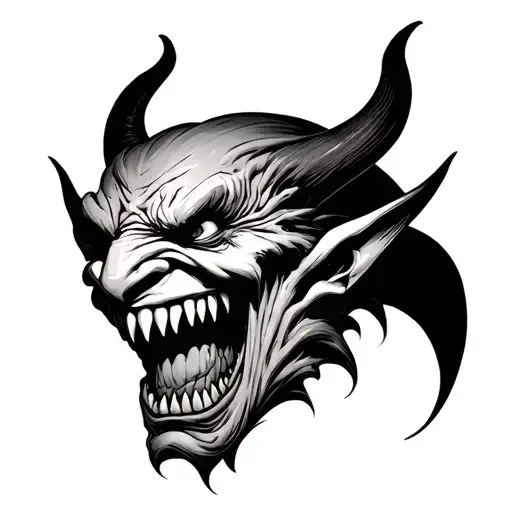 Demon Sharp Teeth Evil Face Human Devil