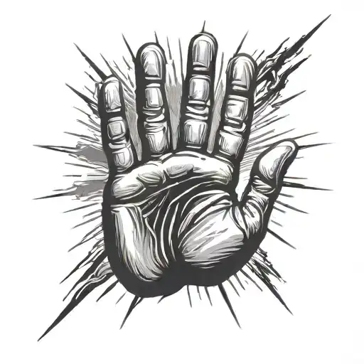 Hand Print With Sun Rays Coming