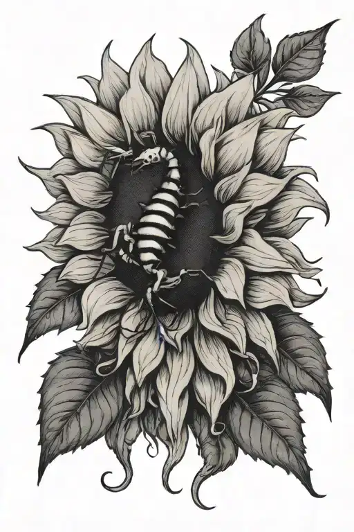 Sunflower With Scorpion Crawling