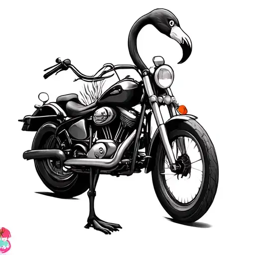 Flamingo And Motorcycle