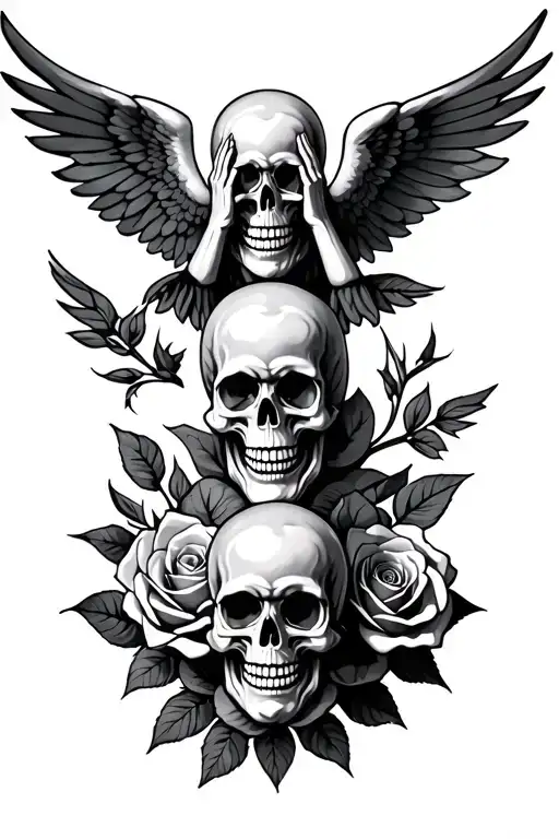 Hear No Evil See No Evil Speak No Evil Angels Flying Dark Skulls Angles Roses