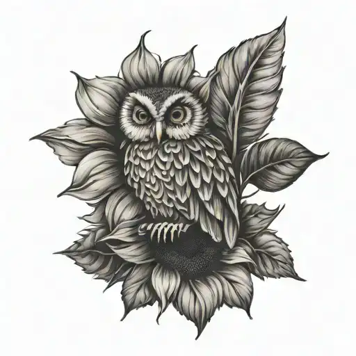 Sunflower With An Owl
