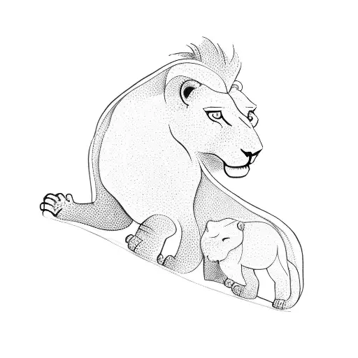 A Lion And A Lamb In Stone