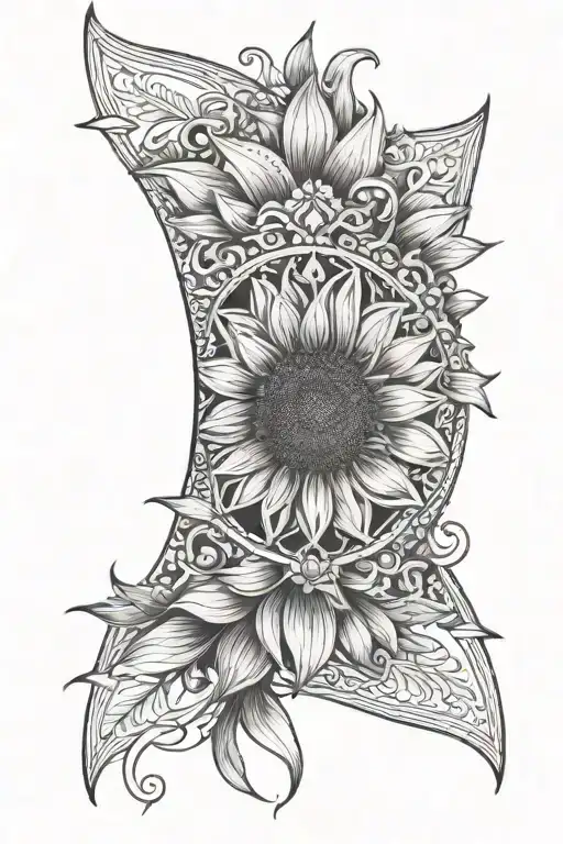 Sunflower Hourglass Mandala Incorporating Feminine