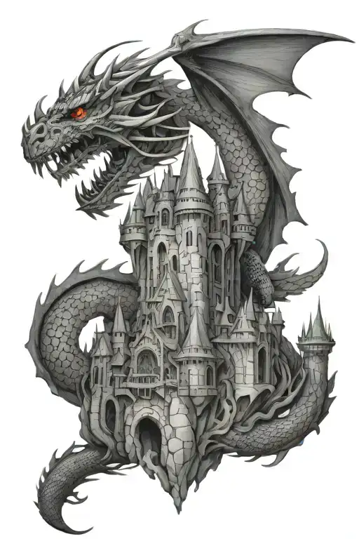 Floating Castle Dragon Wrapped
