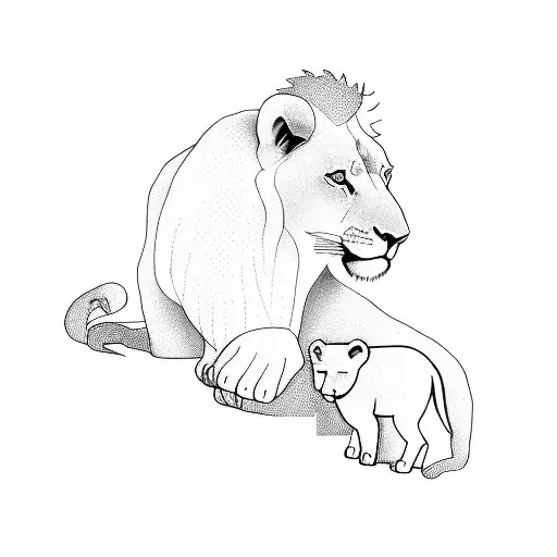 A Lion And A Lamb In Stone