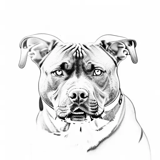 A Powerful Pit Bull Surrounded By A Black And Grey Mountain Landscape