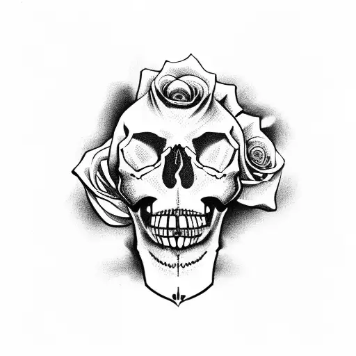 Roses Skull And Woman