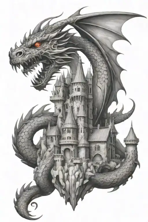 Floating Castle Dragon Wrapped