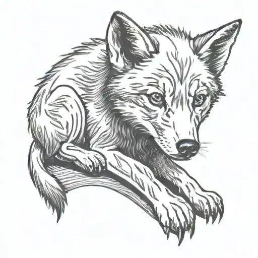 Wolf Puppy Wolf Sitting Top Of Skull