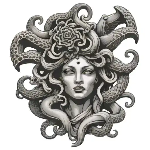 Medusa Statue Head Broken In 3 Pieces And Woman Face