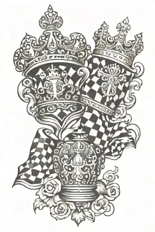 Checkered Flags Under Crown
