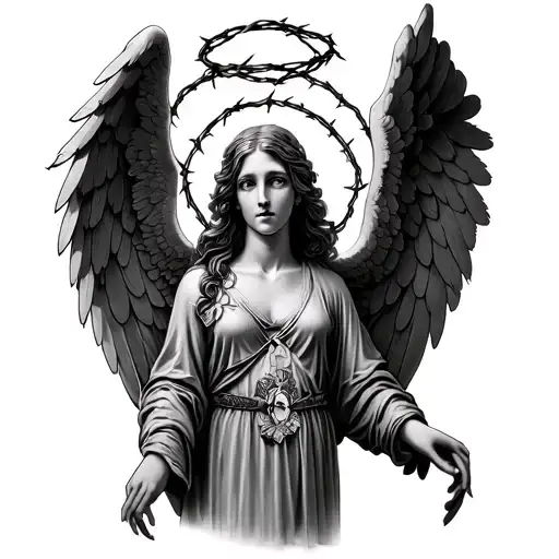 Angel With A Halo Of Barbed Wire