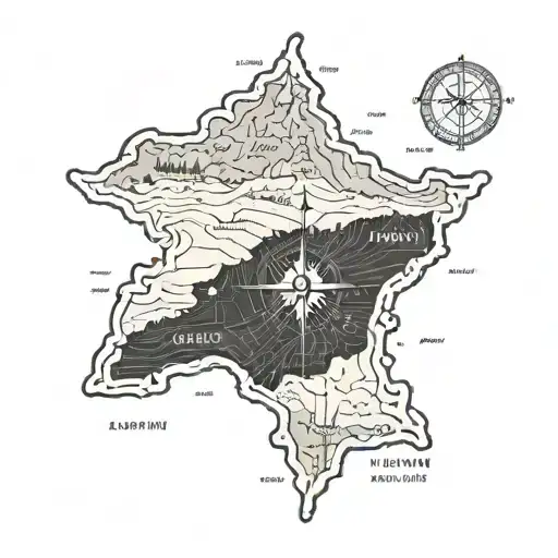 Southern Lebanon Map With Litani River And Compass Pointing South
