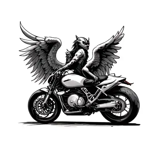 Motorcycle Racing Guardian Angel Half Demon