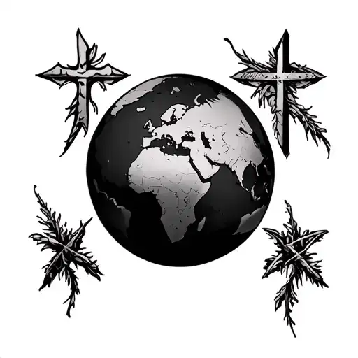 Split Cross Where The World Is Wrapped In Line