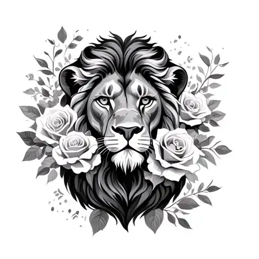 Lion Et Roses Blooming
