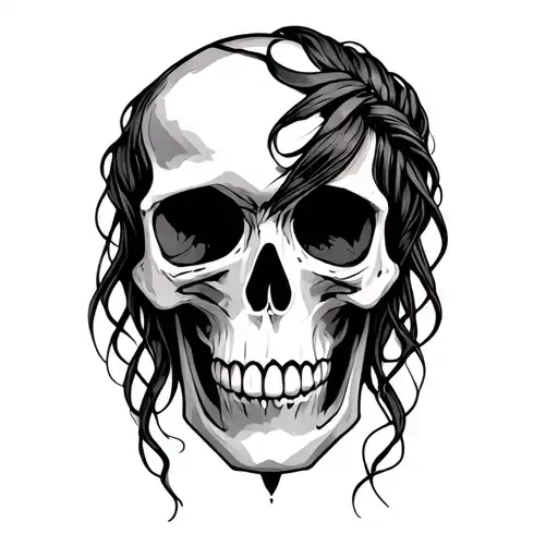 Skull Hair Tattoo Design Featuring