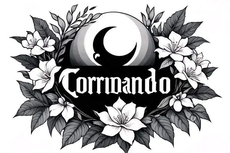 The Name Coronado Surrounded By Jasmine And Gardenia Flower Growing With A Little Moon