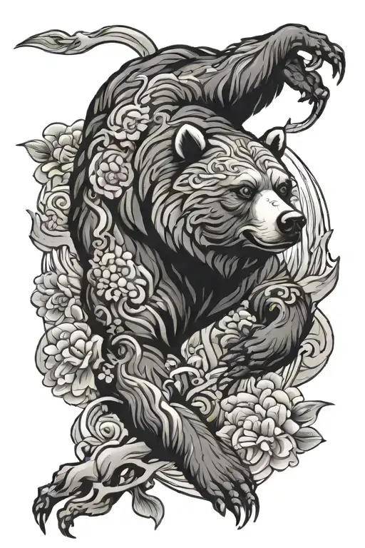 Japanese Bear Forearm Tattoo Design