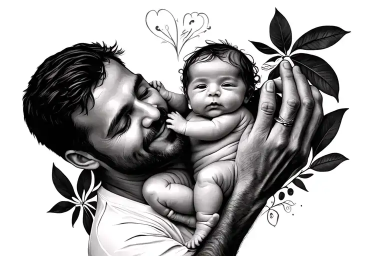 Father Holding Newborn Baby Girl