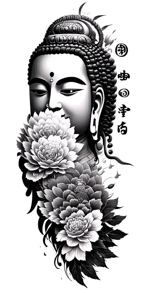 Nova Scotia Events Combined With Buddist Symbols In Japanese Black And White Style