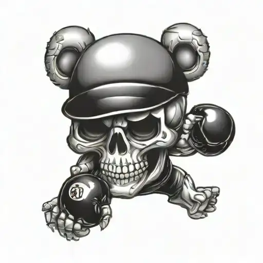 Skull With Teddybear Wearing Boxing Gloves