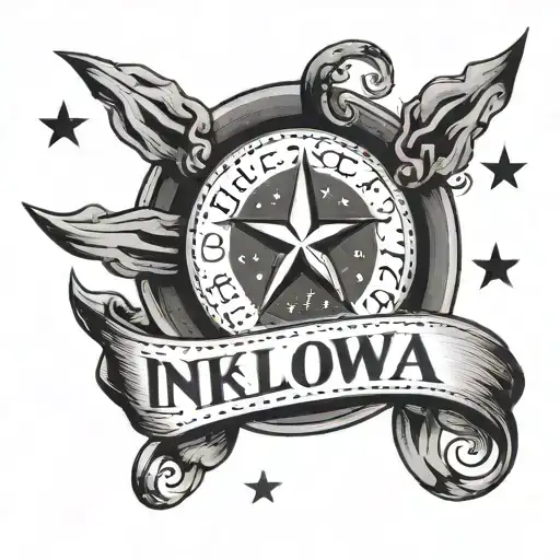Inekela Omwa' In Italic With A Moon And 3 Stars Surrounding