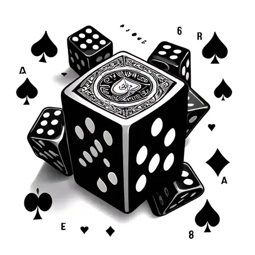 Dice And Playing Cards Surrounding