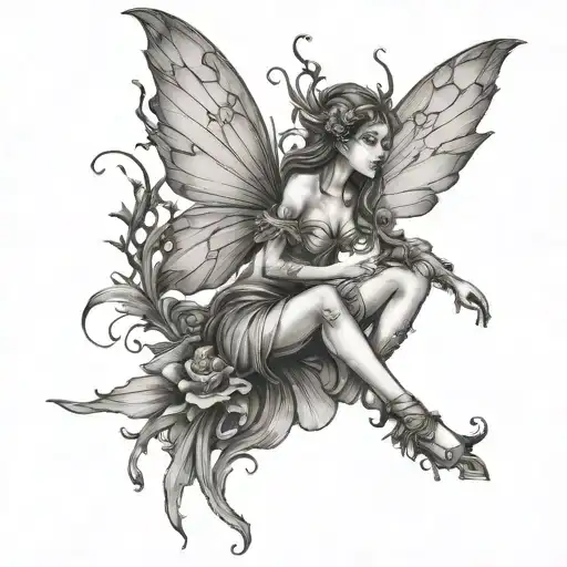 A Tattoo Design Of A Fairy Doing Art Representation