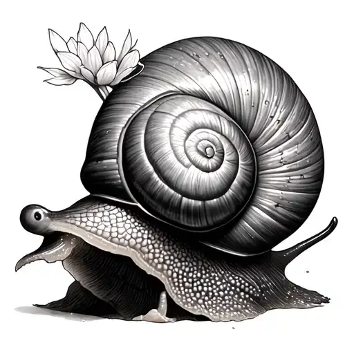 Snail Fine Line Shading Classic Garden Scene