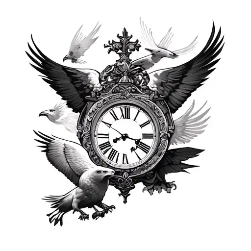 Cyrus The Great For Forearm With A Roman Clock And Birds And Eagles