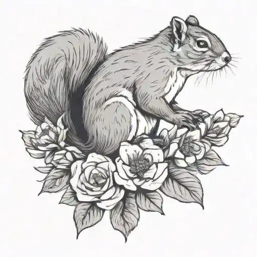 Squirrel Holding A Cherokee Rose