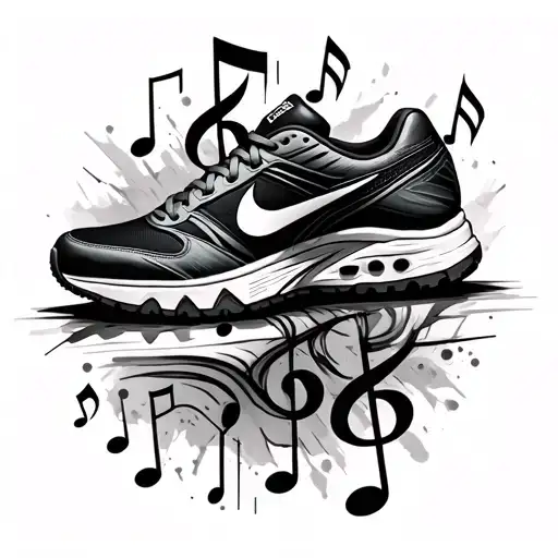 Music Notes And Running Shoe