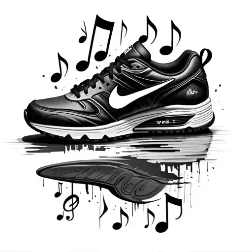 Music Notes And Running Shoe