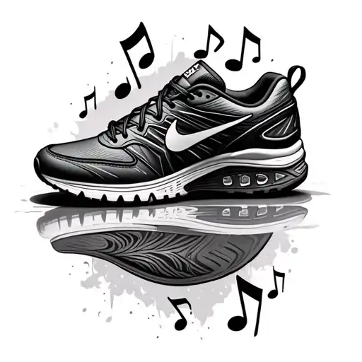 Music Notes And Running Shoe