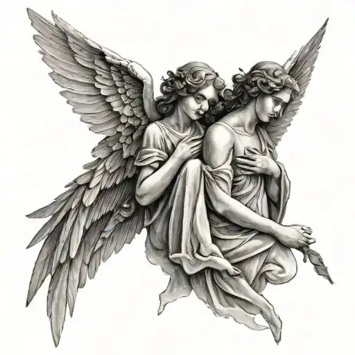 Two Deceased Angels With Angel Wings