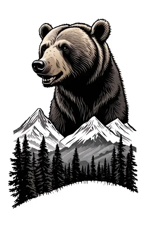 Montana Design With A Bear And Mountians In The Back For The Forearm