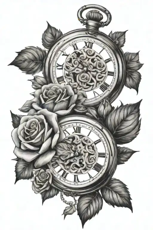 Pocket Watch And Roses Cat Paws A Dog Paw And Julya Mix In The Roses In Sleeve