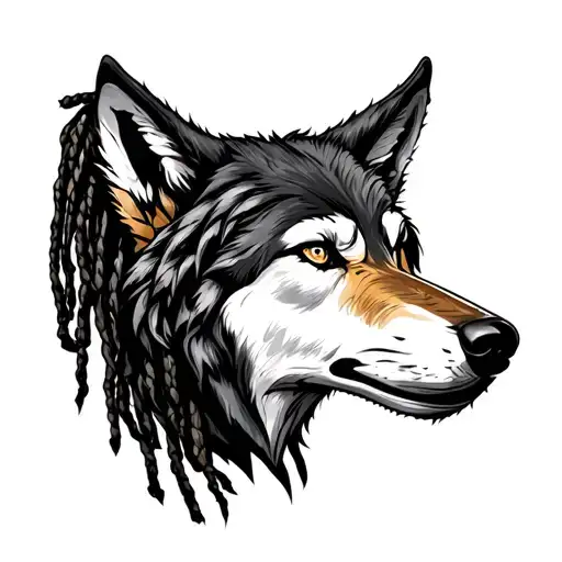 Human Dreads And Wolf Head Tattoo Holding