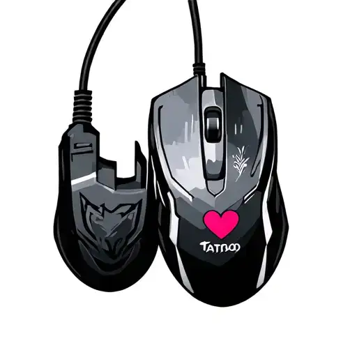Computer Gaming Mouse With Cord And Heart