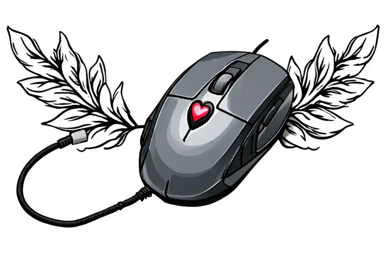 Computer Gaming Mouse With Cord And Heart