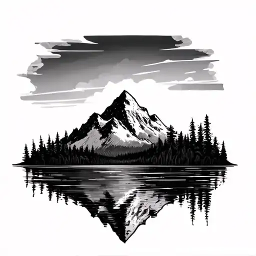 Lake And Mountain Peak