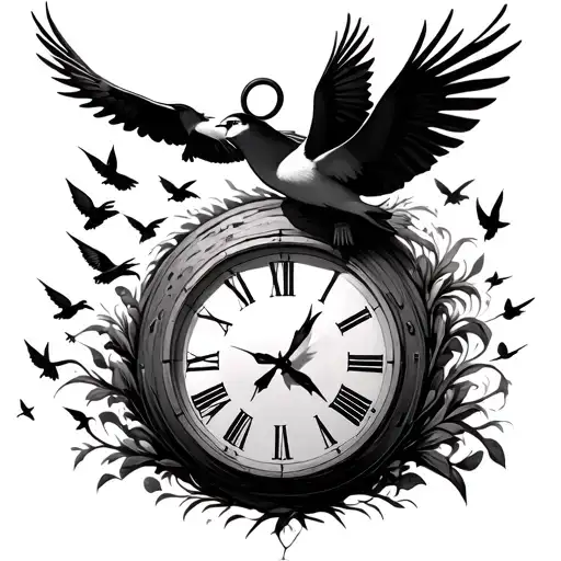 A Clock With Birds Flying Away From It The Path Of Life