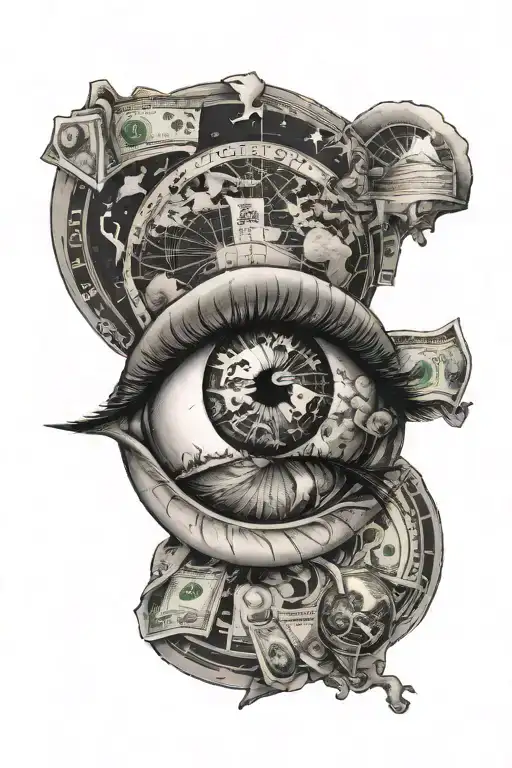 Human Eye Looking At The Planet Earth Surrounding It Dollars