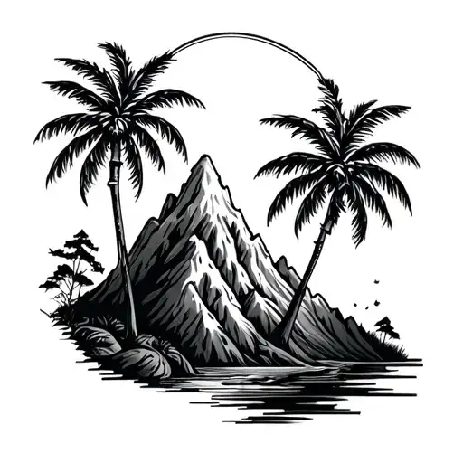 Palm Tree Mountain Leg Sleeve