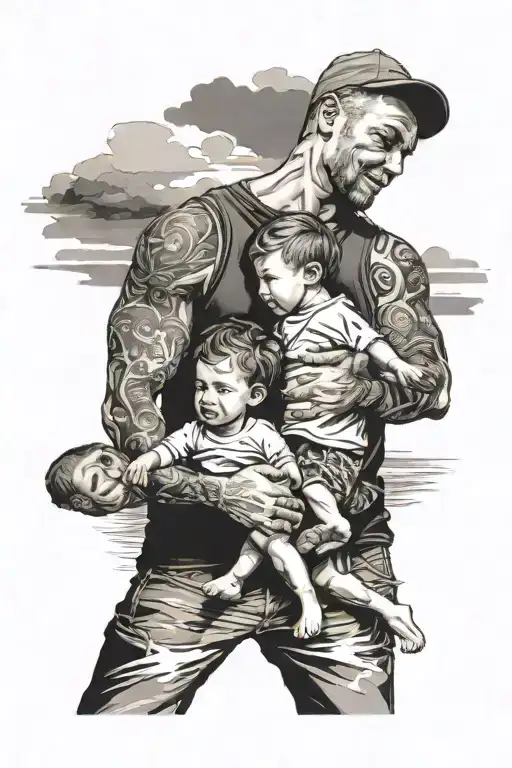 Father And Kids On The Beach Sleeve