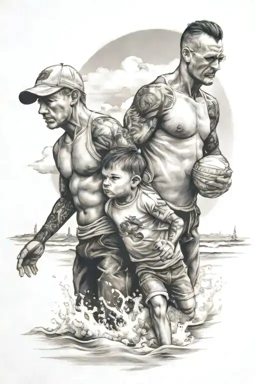 Father And Kids On The Beach Sleeve