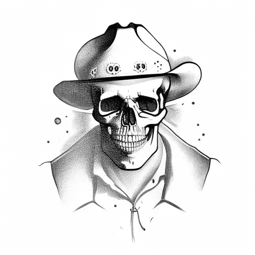Floating Skull With Cowboy Hat